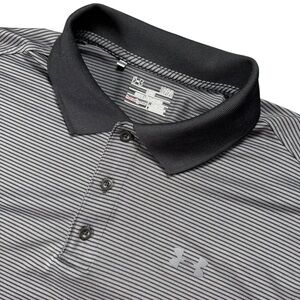 Under Armour Men’s L Performance 3.0 Gray Black Stripe Polo Shirt